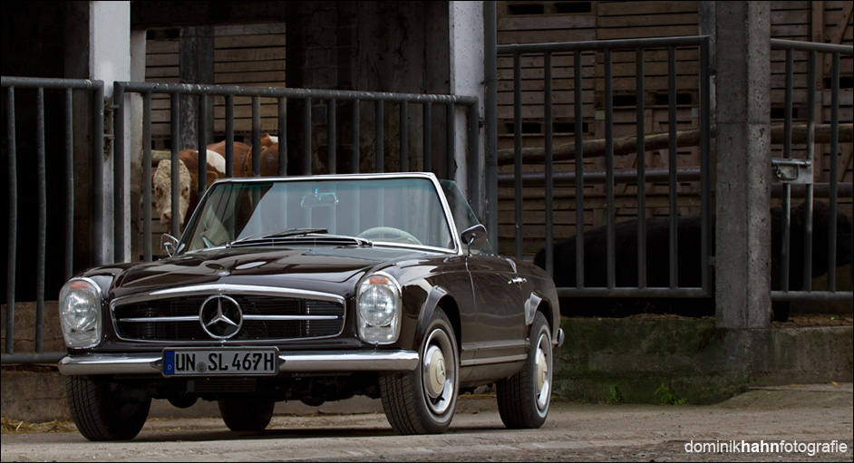 Mercedes Benz Pagode auf einem Bauernhof